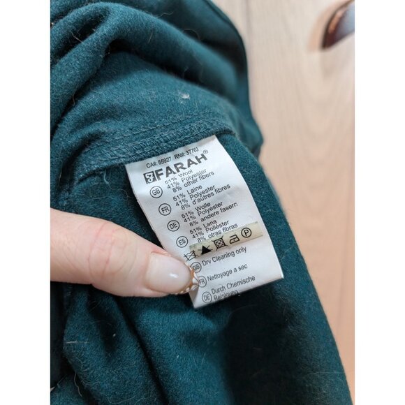 Men's Farah Vintage Cusual Fit Green Wool Blend Anchor Buttons Flannel Shirt XXL - Picture 5 of 7